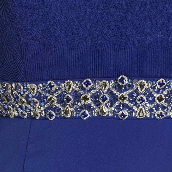 MAC DUGGAL EMBELLISHED WAIST ROYAL BLUE GOWN SZ 16W - Picture 5 of 10